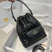 Uubags Dior Caro Mini Bucket Bag Black Macrocannage Lambskin 20x24x9cm - 4