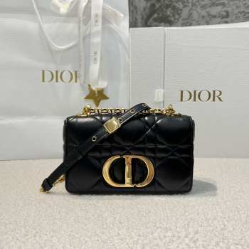 Uubags Small Soft Dior Caro Bag Black Macrocannage Lambskin 20x13x7cm 