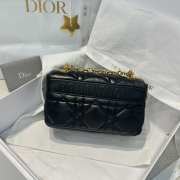 Uubags Small Soft Dior Caro Bag Black Macrocannage Lambskin 20x13x7cm  - 3