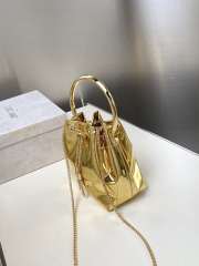 Uubags Jimmy Choo Bon Bon Gold Mirror Fabric Mini Bag with Metal Handle 14x15x9.5cm - 5