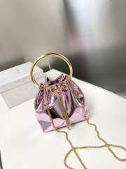 Uubags Jimmy Choo Bon Bon Pink Mirror Fabric Mini Bag with Metal Handle 14x15x9.5cm - 1