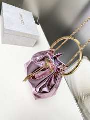 Uubags Jimmy Choo Bon Bon Pink Mirror Fabric Mini Bag with Metal Handle 14x15x9.5cm - 5