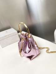 Uubags Jimmy Choo Bon Bon Pink Mirror Fabric Mini Bag with Metal Handle 14x15x9.5cm - 3