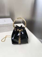 Uubags Jimmy Choo Bon Bon Black Mirror Fabric Mini Bag with Metal Handle 14x15x9.5cm - 1