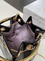 Uubags Jimmy Choo Bon Bon Black Mirror Fabric Mini Bag with Metal Handle 14x15x9.5cm - 6