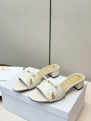 Uubags Dior Cannage Heeled Slide White Quilted Cannage Lambskin 3.5cm - 1