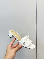 Uubags Dior Cannage Heeled Slide White Quilted Cannage Lambskin 3.5cm - 3