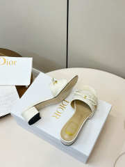 Uubags Dior Cannage Heeled Slide White Quilted Cannage Lambskin 3.5cm - 4