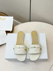 Uubags Dior Cannage Heeled Slide White Quilted Cannage Lambskin 3.5cm - 6