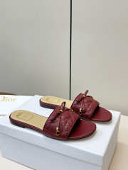 Uubags Dior Cannage Heeled Slide Burgundy Quilted Cannage Lambskin 3.5cm - 5
