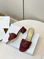 Uubags Dior Cannage Heeled Slide Burgundy Quilted Cannage Lambskin 3.5cm - 4