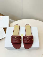 Uubags Dior Cannage Heeled Slide Burgundy Quilted Cannage Lambskin 3.5cm - 2