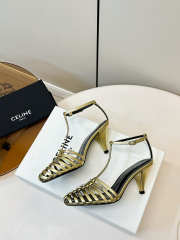 Uubags Celine Cage - Strappy Sandal In Gold Laminated Lambskin 6cm - 2
