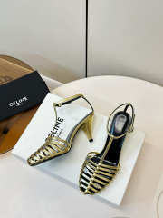 Uubags Celine Cage - Strappy Sandal In Gold Laminated Lambskin 6cm - 5