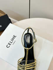 Uubags Celine Cage - Strappy Sandal In Gold Laminated Lambskin 6cm - 4
