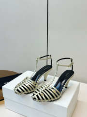 Uubags Celine Cage - Strappy Sandal In Silver Laminated Lambskin 6cm - 4