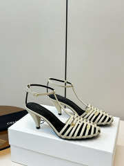 Uubags Celine Cage Heeled Sandal In White Goatskin 6cm - 1