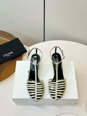 Uubags Celine Cage Heeled Sandal In White Goatskin 6cm - 6