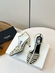 Uubags Celine Cage Heeled Sandal In White Goatskin 6cm - 3