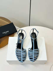 Uubags Celine Cage Heeled Sandal In Blue Goatskin 6cm - 2