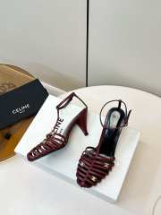 Uubags Celine Cage Heeled Sandal In Burgundy Goatskin 6cm - 3