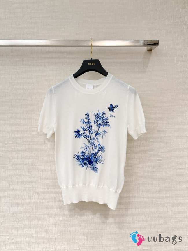 Uubags Dior Short-Sleeved Embroidered Sweater  - 1