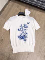 Uubags Dior Short-Sleeved Embroidered Sweater  - 6