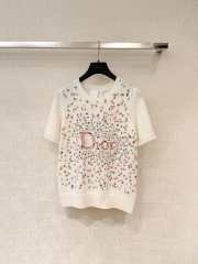 Uubags Dior Short-Sleeved Embroidered Sweater Multicolor Daisy Garden Cashmere Knit - 1