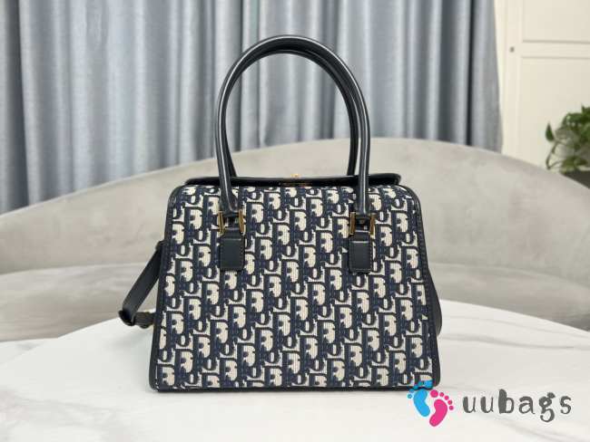 Uubags Dior Small Boston Bag in Blue Oblique Jacquard 25x16x12cm - 1