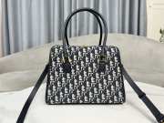 Uubags Dior Small Boston Bag in Blue Oblique Jacquard 25x16x12cm - 3