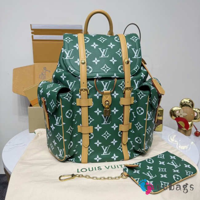 Uubags Louis Vuitton Christopher PM Backpack in Green Monogram Canvas 38x44x12.5cm - 1