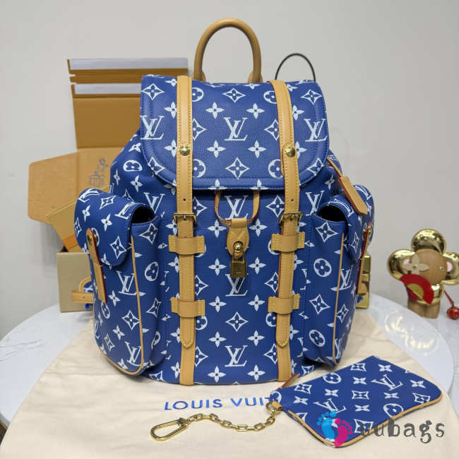 Uubags Louis Vuitton Christopher PM Backpack in Blue Monogram Canvas 38x44x12.5cm - 1