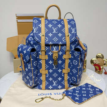 Uubags Louis Vuitton Christopher PM Backpack in Blue Monogram Canvas 38x44x12.5cm