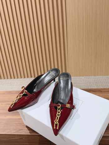 Uubags Balmain Sync Patent Leather Mules In Burgundy 4.5cm
