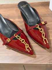 Uubags Balmain Sync Patent Leather Mules In Burgundy 4.5cm - 2