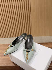 Uubags Balmain Sync Patent Leather Mules In Mint Green 4.5cm - 1