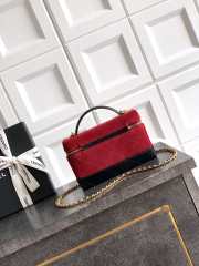 Uubags Chanel Vanity With Chain Suede Calfskin, Shiny Lambskin & Gold-Tone Metal In Red & Black 17x19.5x5cm - 6