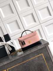 Uubags Chanel Vanity With Chain Suede Calfskin, Shiny Lambskin & Gold-Tone Metal In Pink & Black 17x19.5x5cm - 1