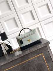 Uubags Chanel Vanity With Chain Suede Calfskin, Shiny Lambskin & Gold-Tone Metal In Light Blue & Black 17x19.5x5cm - 1