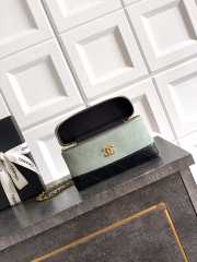 Uubags Chanel Vanity With Chain Suede Calfskin, Shiny Lambskin & Gold-Tone Metal In Light Blue & Black 17x19.5x5cm - 6