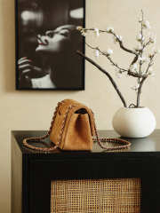 Uubags Chanel 19 Flap Bag in Caramel Brown Quilted Suede with Gold-Tone Hardware 14x22x10cm - 6