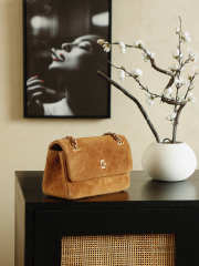 Uubags Chanel 19 Flap Bag in Caramel Brown Quilted Suede with Gold-Tone Hardware 14x22x10cm - 5