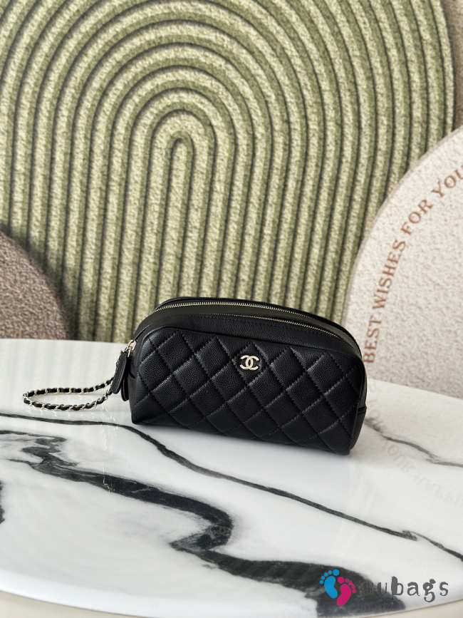 Uubags Chanel Black Cosmetic Bag With Caviar Leather 18x9x9cm - 1