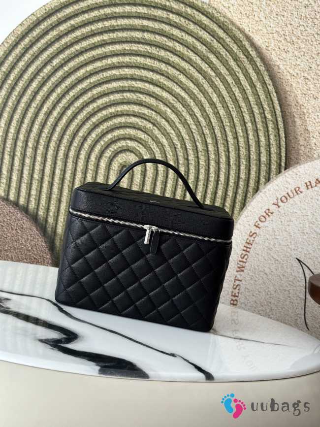 Uubags Chanel Classic Flap Bag in Black Quilted Caviar Leather with Gold-Tone Hardware 25x16x18cm - 1