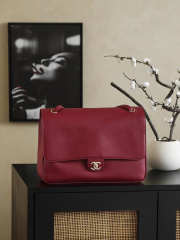 New Arrivals 2026 Chanel Large flap-top handbag with grained calfskin & silver-plated metal in dark red wine 26x38.5x11cm - 4
