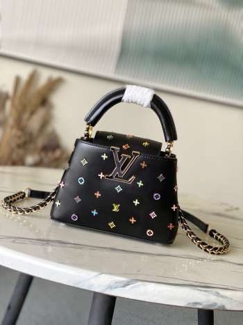New Coololection 2026 Louis Vuitton M27637 LV x TM Capucines Mini In Black 21x14x8cm 
