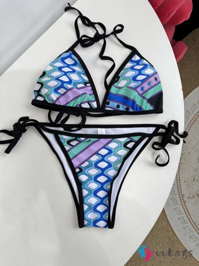 Uubags Pucci Iride-Print Triangle Bikini In Blue - 1