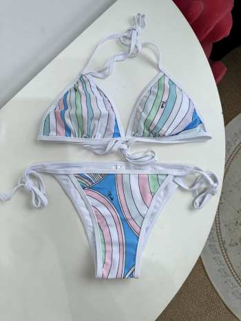 Uubags Pucci Iride-Print Triangle Bikini In White