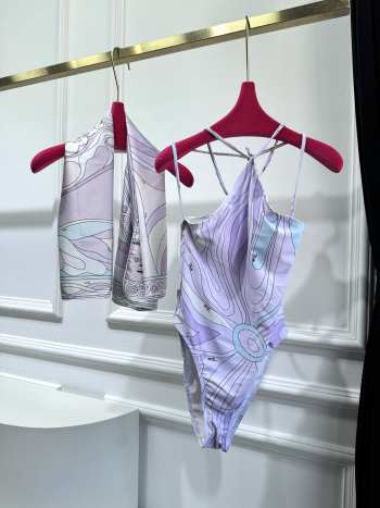 Uubags Pucci Print Bikini Set with Matching Silk Cover-Up