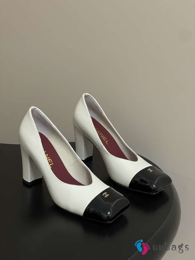 Uubags Chanel High Heels Glossy Sheepskin & Calfskin In Black/ White 9cm - 1